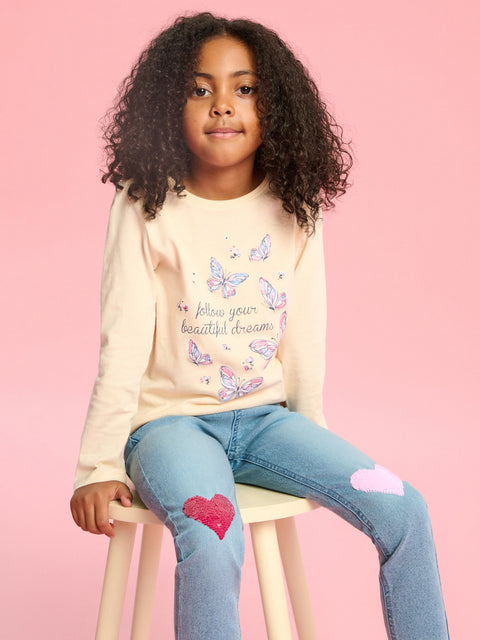 Sinsay Baby Girl's Blue With Sequin Heart Embroidery Jeans | Sinsay In Lebanon