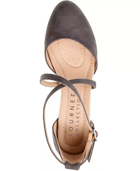 Journee Collection Women's Dark Gray Foster Crisscross Block Heel Sandals | Journee Collection In Lebanon