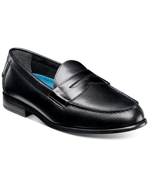 Black loafer shoe on a white background