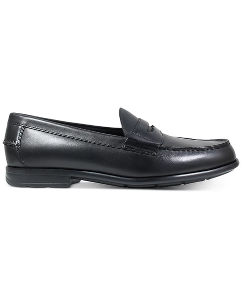 Black loafer shoe on a white background