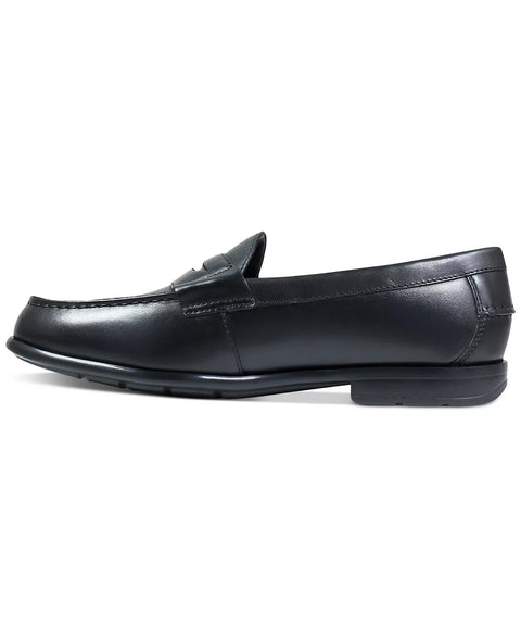Black loafer shoe on a white background