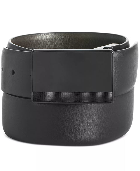 Perry Ellis Portfolio Men's Black Plaque-Buckle Leather Belts | Perry Ellis Portfolio In Lebanon