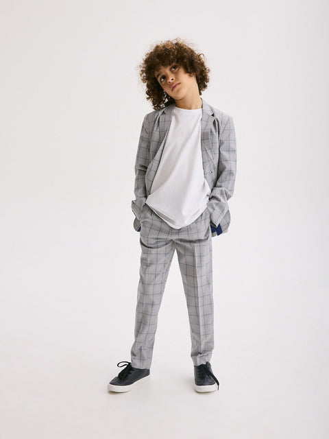 Reserved Boy's Grey Elegant Checked Blazer | Reserved In Lebanon