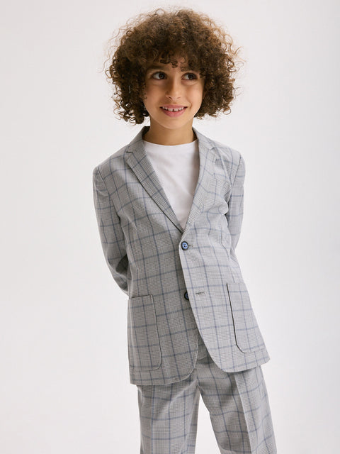 Reserved Boy's Grey Elegant Checked Blazer | Reserved In Lebanon