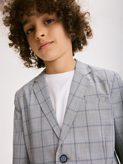 Reserved Boy's Grey Elegant Checked Blazer | Reserved In Lebanon