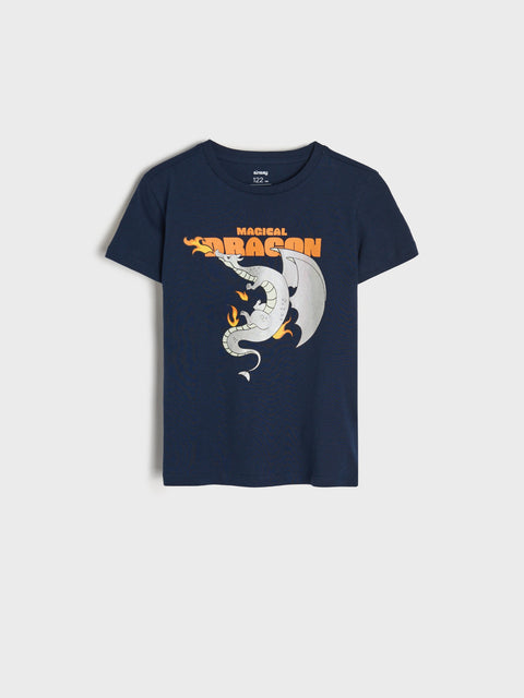Sinsay Boy's Navy Printed Regular T-Shirt  |Sinsay  in Lebanon