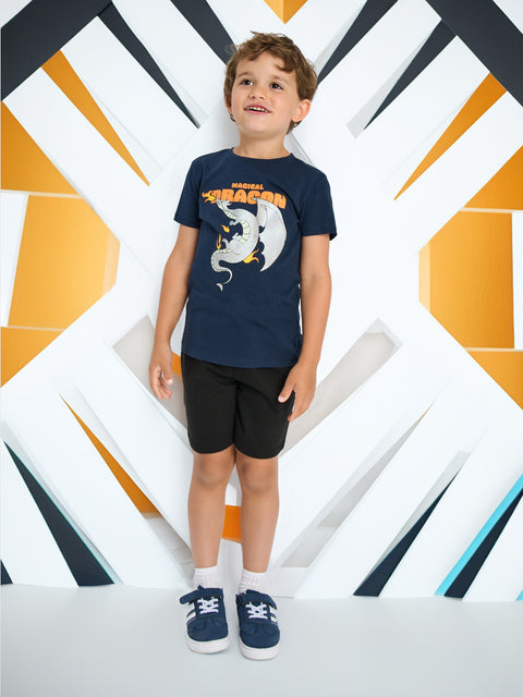 Sinsay Boy's Navy Printed Regular T-Shirt  |Sinsay  in Lebanon