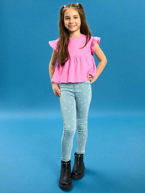 Sinsay Girl's Blue Jeggings With Washed Effect | Sinsay In Lebanon