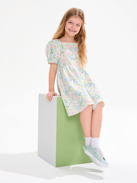 Sinsay Girl's Green Floral Printed Dress | Sinsay In Lebanon
