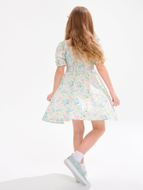 Sinsay Girl's Green Floral Printed Dress | Sinsay In Lebanon
