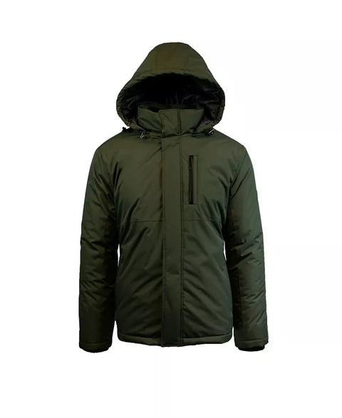 Spire By Galaxy Men's Dark Olive Heavyweight Presidential Tech Hooded Jacket | Spire In Lebanon