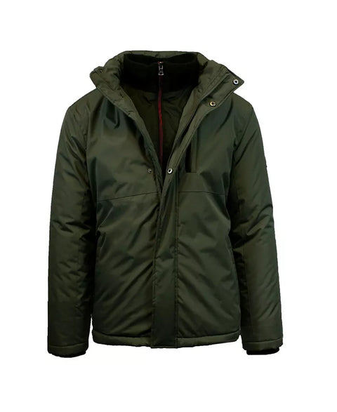 Spire By Galaxy Men's Dark Olive Heavyweight Presidential Tech Hooded Jacket | Spire In Lebanon