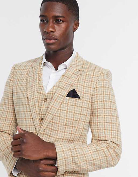 Asos Design Men's Beige Skinny Blazer ANF2857