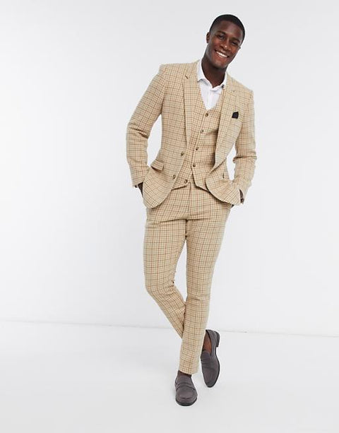 Asos Design Men's Beige Skinny Blazer ANF2857