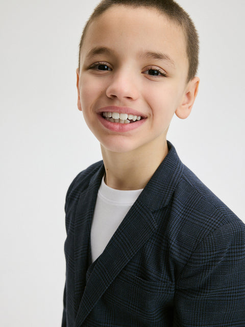Reserved Boy's Navy Elegant Checked Blazer | Reserved In Lebanon