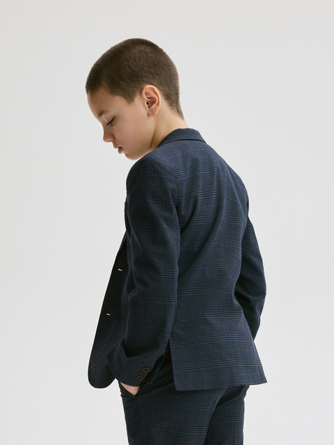Reserved Boy's Navy Elegant Checked Blazer | Reserved In Lebanon