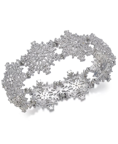Holiday Lane Women's Silver-Tone Crystal Snowflake Stretch Bracelet | Holiday Lane In Lebanon
