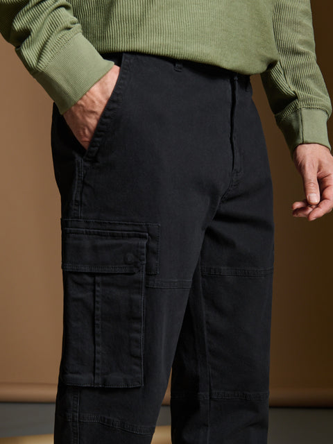 Sinsay Men's Black Cotton-Blend Cargo Trousers | Sinsay In Lebanon