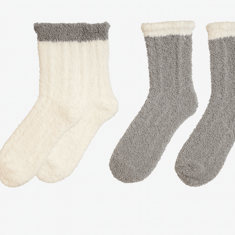Forever 21 Women's Gray & White 2 Pair Fleece Crew Socks | Forever 21 In Lebanon