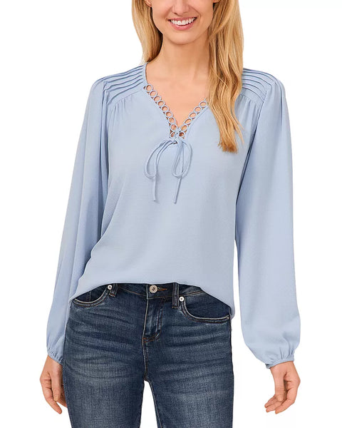 CeCe Women's Light Blue Pintuck Blouson Sleeve Blouse | CeCe In Lebanon