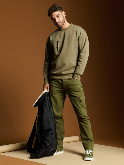 Sinsay Men's Khaki Green Cargo Trouser | Sinsay In Lebanon