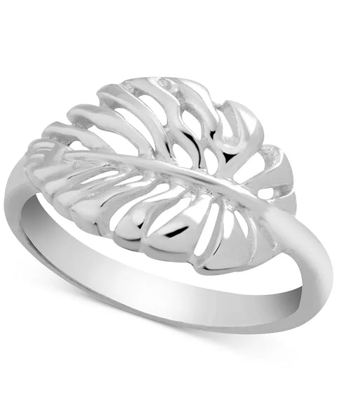 Essentials Women's Open Leaf in Silver-Plate Ring | Essentials in Lebanon