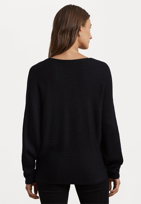 Lauren Ralph Lauren Women's Black Rib Knit Dolman Sleeve Sweater | Lauren Ralph Lauren In Lebanon