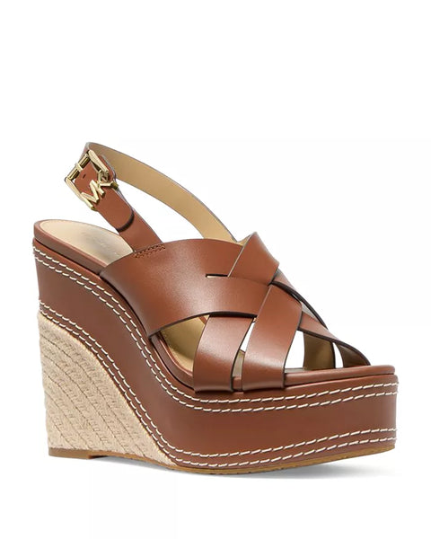 Michael Kors Women's Brown Leather Nora Wedge Sandals | Michael Kors In Lebanon