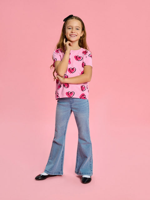 Sinsay Baby Girl's Blue Flare Jeans With Wash Effect | Sinsay In Lebanon
