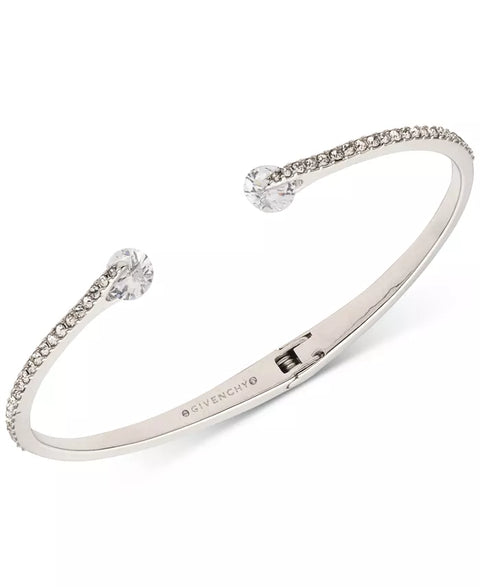 Givenchy Women's Silver Crystal & Pavé Hinged Bangle Bracelet | Givenchy In Lebanon
