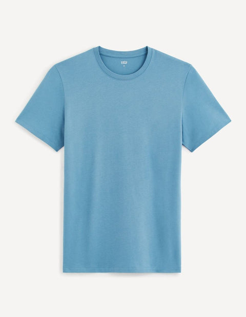 Celio Men's Blue Crew-Neck Cotton T-Shirt | Celio In Lebanon