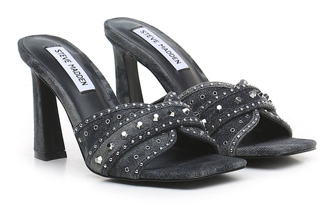 Steve Madden Women's Washed Black Kaprese Denim Heeled Sandal | Steve Madden In Lebanon