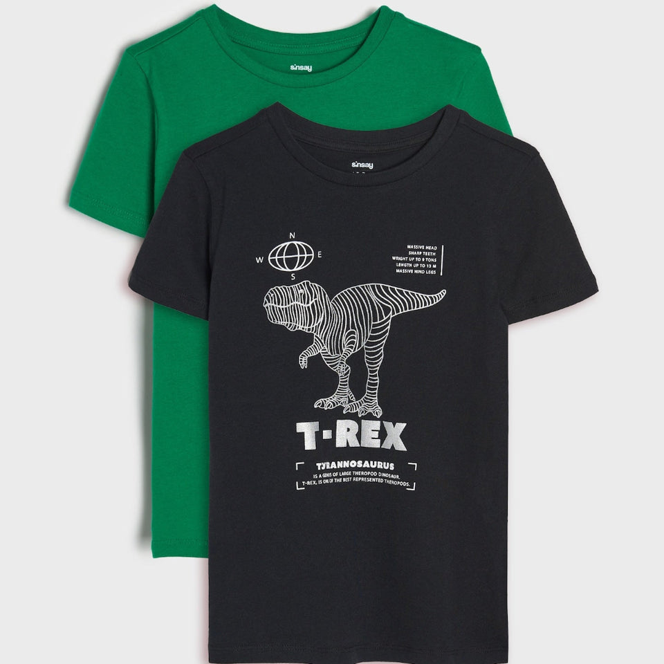 Sinsay Boy's Black & Green Short Sleeve 2 Pack T-Shirts