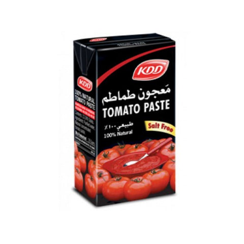 KDD Tomato Paste packaging on a white background
