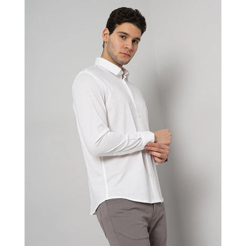 Celio Men's White Vajersey Solid Regular Fit Cotton Formal Shirt | Celio In Lebanon
