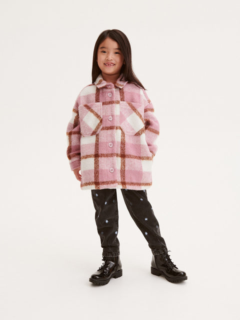Reserved Girl's Dirty Pink Checked Shirt Jacket | Reserved In Lebanon
