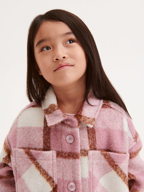 Reserved Girl's Dirty Pink Checked Shirt Jacket | Reserved In Lebanon