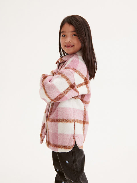 Reserved Girl's Dirty Pink Checked Shirt Jacket | Reserved In Lebanon