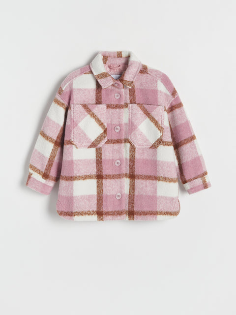 Reserved Girl's Dirty Pink Checked Shirt Jacket | Reserved In Lebanon