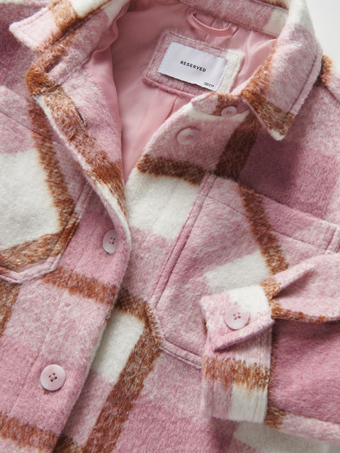 Reserved Girl's Dirty Pink Checked Shirt Jacket | Reserved In Lebanon