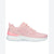A pink Skechers athletic sneaker with a white sole, shown in a side profile view against a white background.