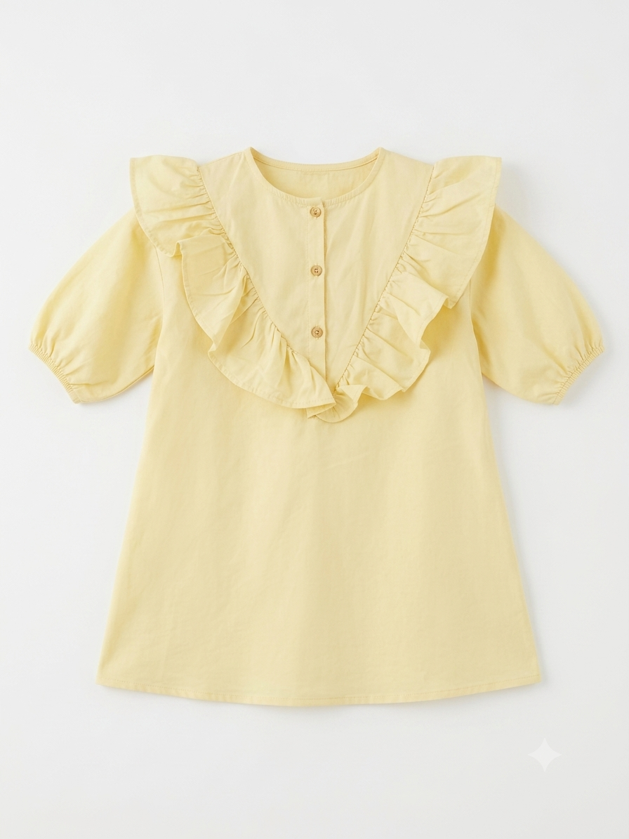 Zara Baby Girl's Pastel Yellow Dramatic Ruffle Collar Dress | Zara In Lebanon