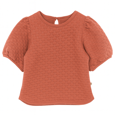 POMPdeLUX Girl's Brick Puff-Sleeve Blouse | POMPdeLUX in Lebanon