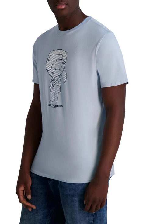 Karl Lagerfeld Paris Men’s Light Blue Rubberized Karl Cotton Graphic T-Shirt | Karl Lagerfeld Paris In Lebanon