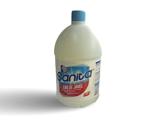 Bottle of Sanita Eau de Javel on a white background