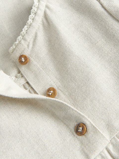 Reserved Baby Girl's Beige Cotton Dress | Reserved In Lebanon