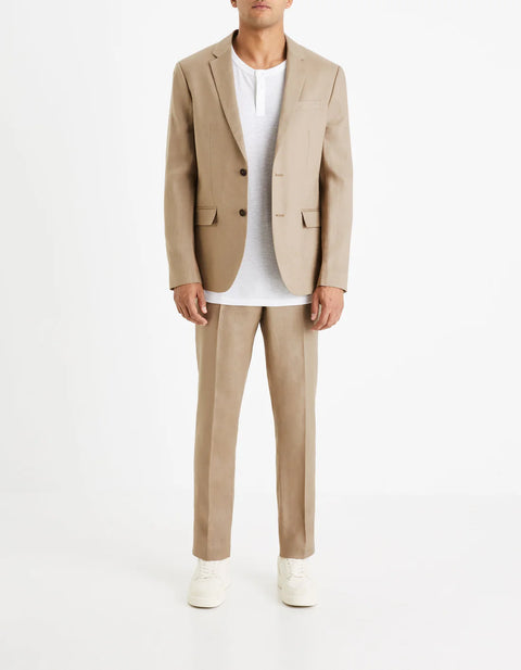 Celio Men's Beige Slim Fit Stretch Blazer | Celio In Lebanon