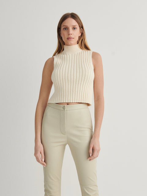 Reserved Women's Beige Leather Pants | Reserved In Lebanon