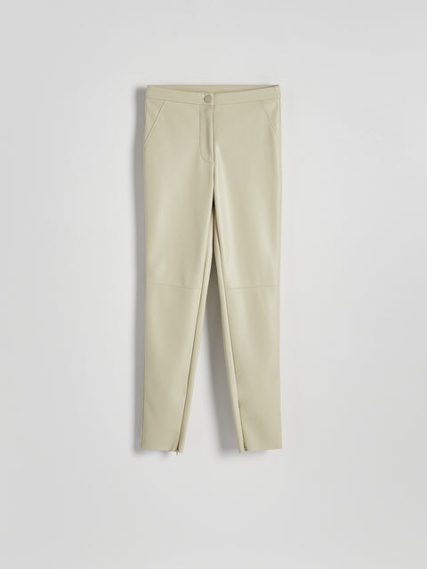 Reserved Women's Beige Leather Pants | Reserved In Lebanon