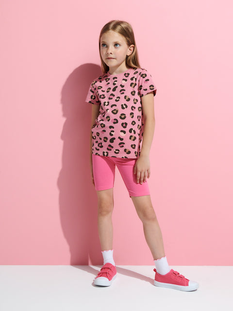 Sinsay Girl's Pink Animal Print Short Sleeve T-Shirt | Sinsay In Lebanon